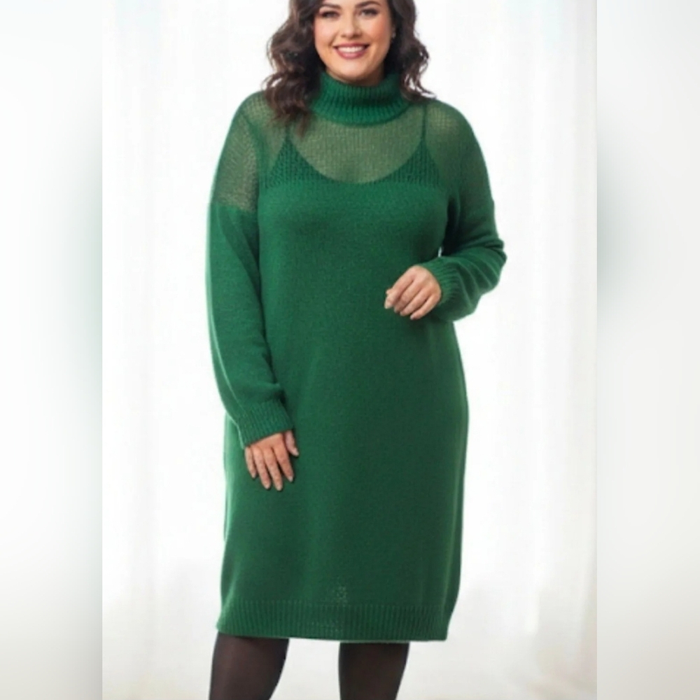 NWT 16 Eloquii Green Mock Neck Sweater Dress